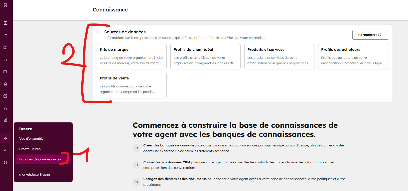 Banque de connaissances HubSpot