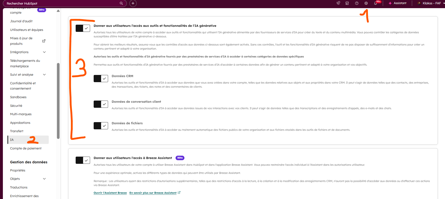 HubSpot paramétrage IA